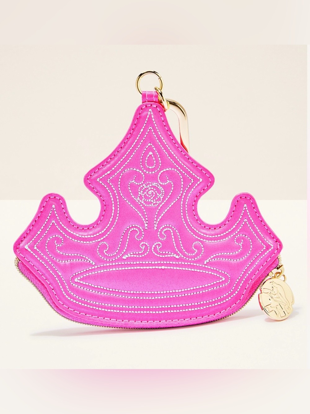 NWT B&BW X Disney Princess Aurora Pink Zip Coin Purse Keychain